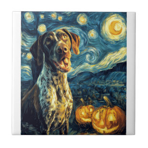 German Shorthaired Pointer 2 Cute Dog Halloween Ja Tile