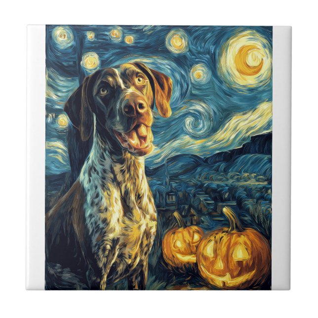 German Shorthaired Pointer 2 Cute Dog Halloween Ja Tile (Front)