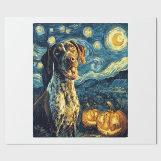 German Shorthaired Pointer 2 Cute Dog Halloween Ja Wrapping Paper (Flat)