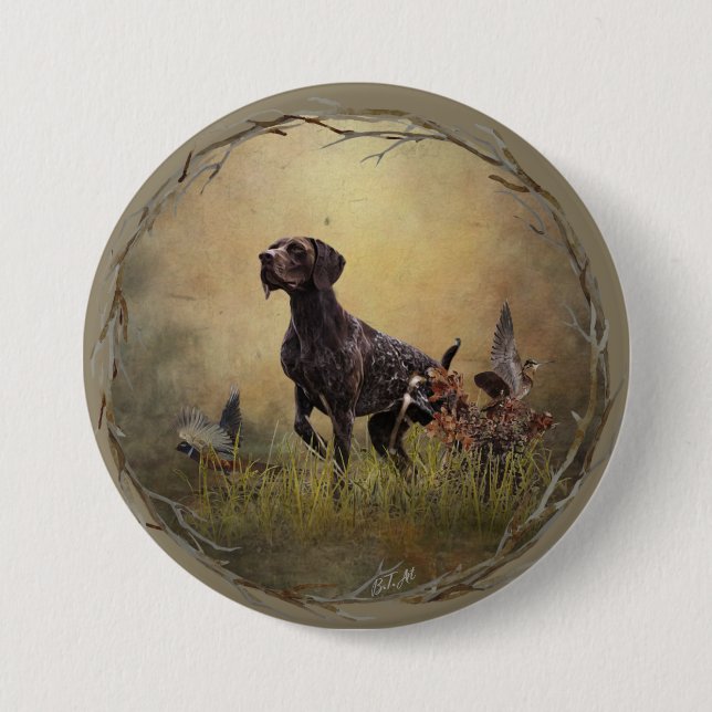 German Shorthaired Pointer   3 Inch Round Button (Front)