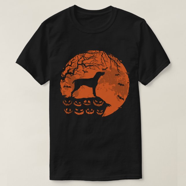 German Shorthaired Pointer And Moon Halloween Dog T-Shirt (Design Front)