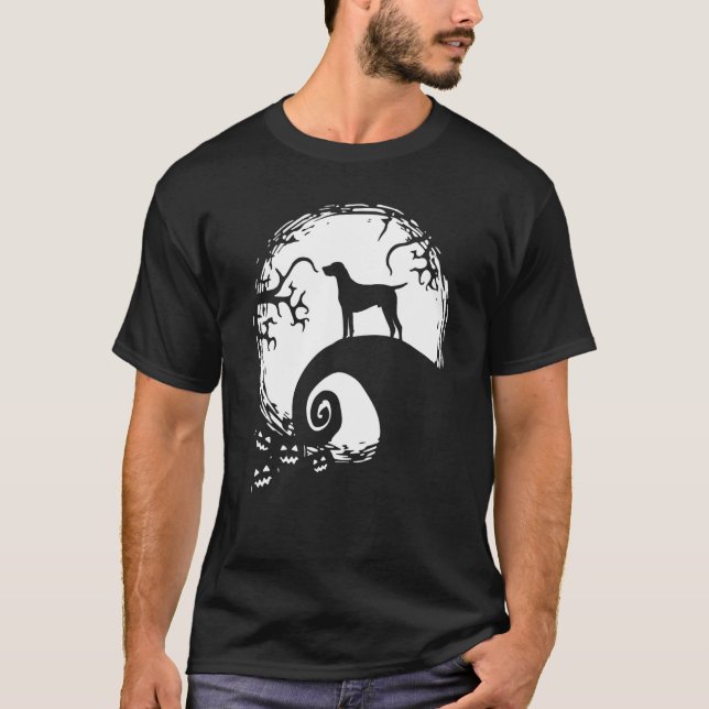 German Shorthaired Pointer And Moon Halloween T-Shirt (Front)