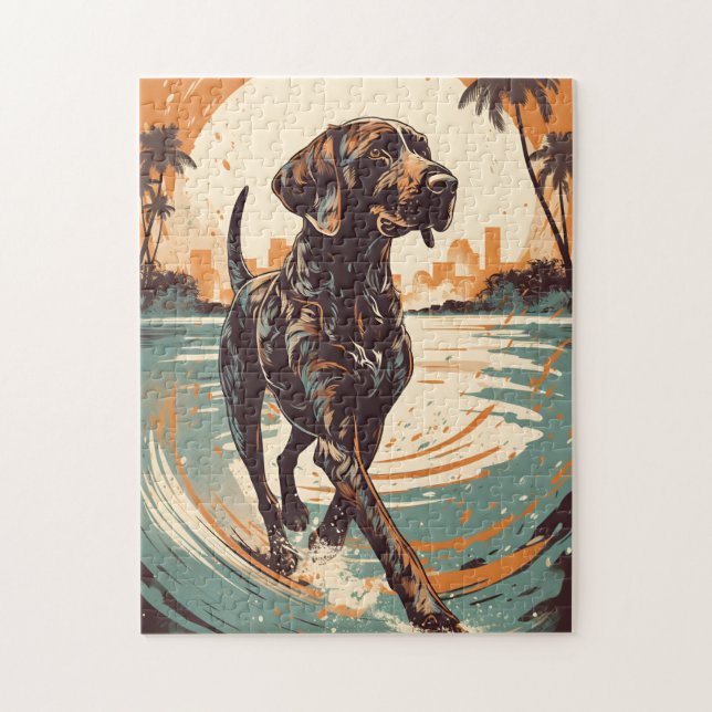 German Shorthaired Pointer at a beach Jigsaw Puzzle (Vertical)
