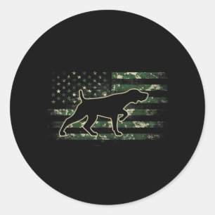 German Shorthaired Pointer Camo American Flag USA Classic Round Sticker