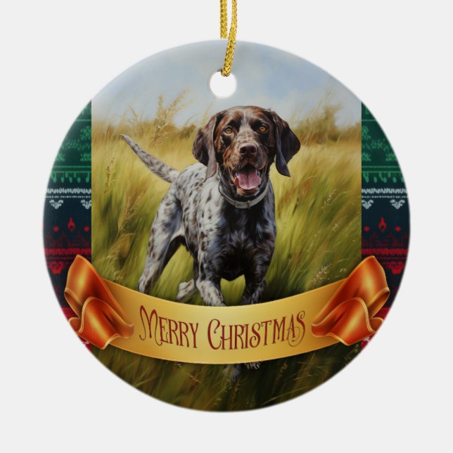 German Shorthaired Pointer Ceramic Ornament (Front)