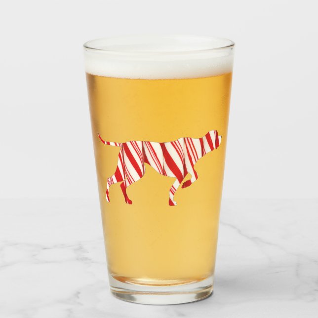 GERMAN SHORTHAIRED POINTER - Christmas Candy Cane Glass (Front Filled)