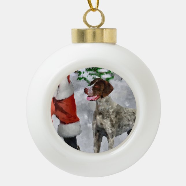 German Shorthaired Pointer Christmas Ceramic Ball Christmas Ornament (Front)