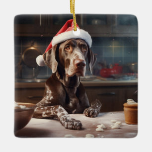 German Shorthaired Pointer Christmas Cookies Ceramic Ornament