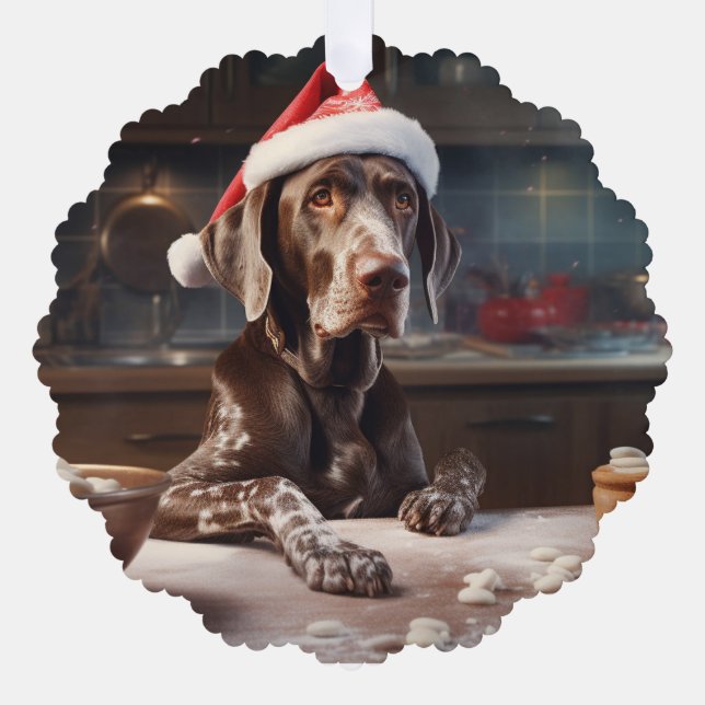 German Shorthaired Pointer Christmas Cookies Ornament Card (Front)
