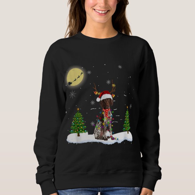 German Shorthaired Pointer Christmas Lights Santa  Sweatshirt (Front)