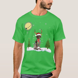 German Shorthaired Pointer Christmas Lights Santa  T-Shirt