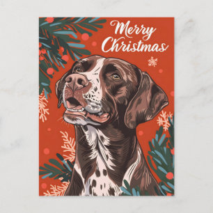 German shorthaired Pointer Christmas  Postcard