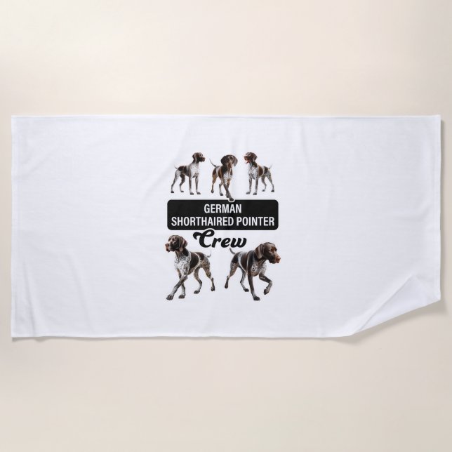 German Shorthaired Pointer Crew  Beach Towel (Front)