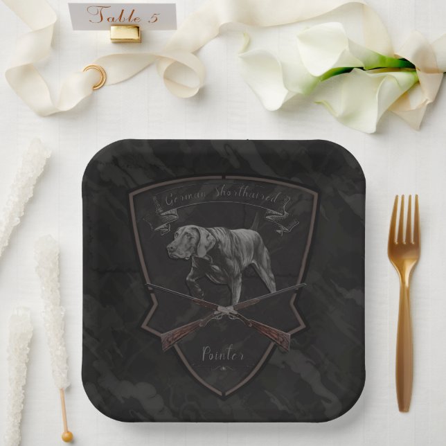 German Shorthaired Pointer ,Deutsch Kurzhaar  Pape Paper Plate (Wedding)