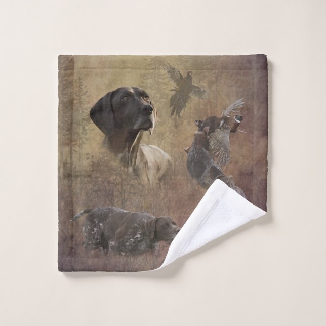 German Shorthaired Pointer ,Deutsch Kurzhaar Tapes Bath Towel Set (Wash Cloth)