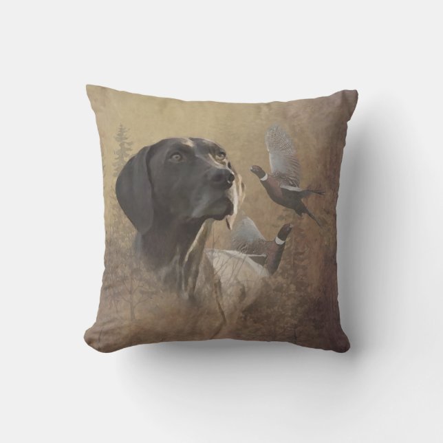 German Shorthaired Pointer ,Deutsch Kurzhaar Tapes Outdoor Pillow (Front)