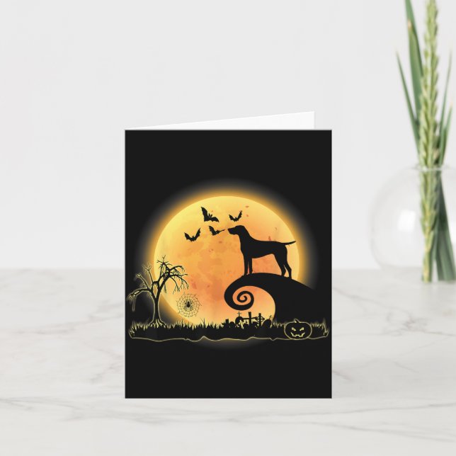 German Shorthaired Pointer Dog And Moon Funny Card (Front)