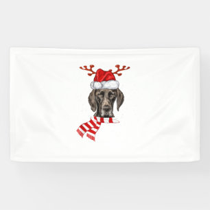 German Shorthaired Pointer Dog Antlers Santa Chris Banner