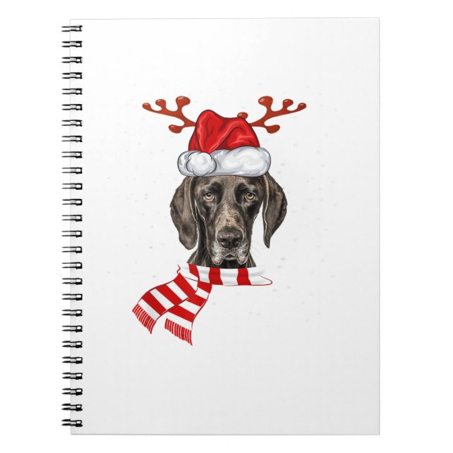 German Shorthaired Pointer Dog Antlers Santa Chris Notebook (Front)