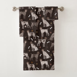 German Shorthaired Pointer Dog Bone and Paw Print Bath Towel Set