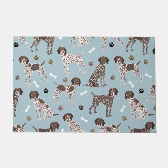 German Shorthaired Pointer Dog Bone and Paw Print  Doormat (Front)