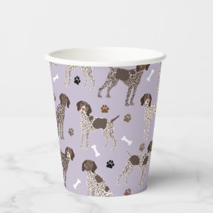 German Shorthaired Pointer Dog Bone and Paw Print  Paper Cups
