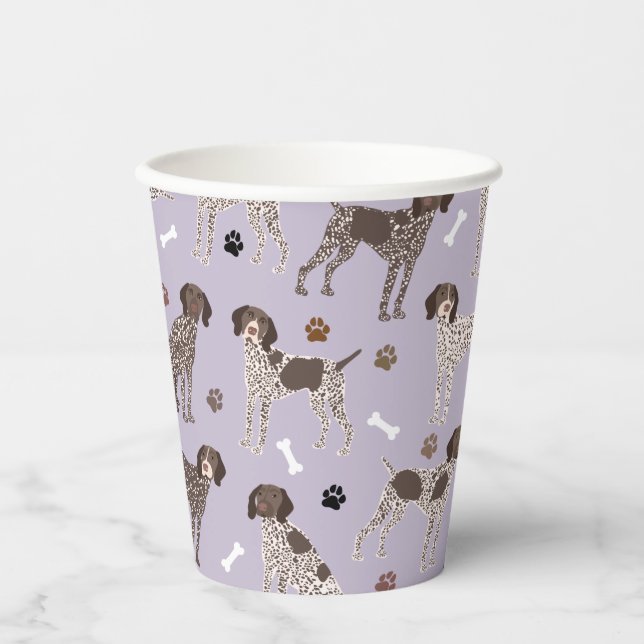 German Shorthaired Pointer Dog Bone and Paw Print  Paper Cups (Front)