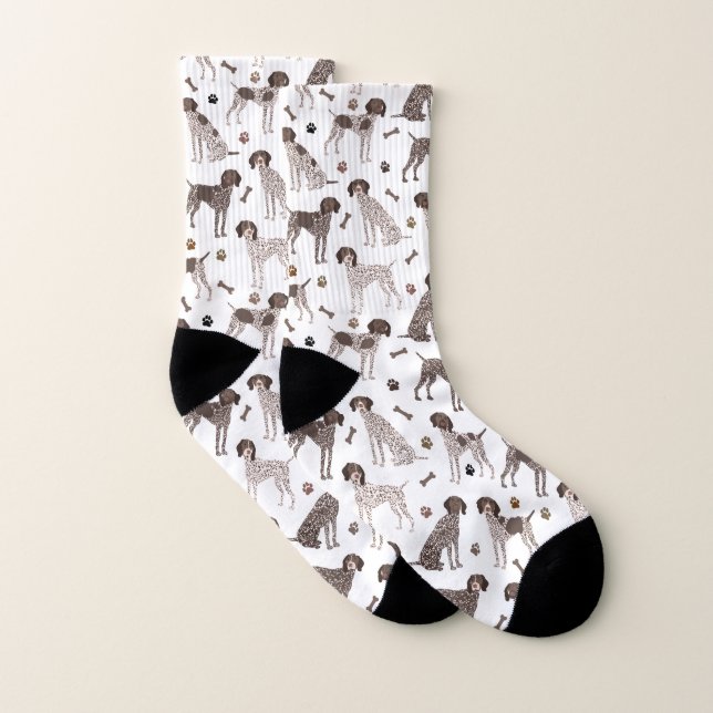 German Shorthaired Pointer Dog Bone and Paw Print  Socks (Pair)