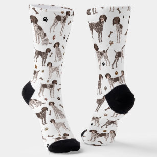 German Shorthaired Pointer Dog Bone and Paw Print  Socks
