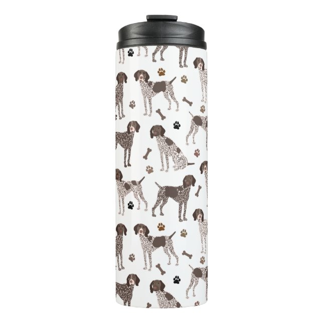 German Shorthaired Pointer Dog Bone and Paw Print  Thermal Tumbler (Front)