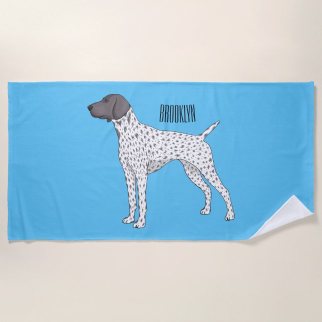 German Shorthaired Pointer dog cartoon Beach Towel (Front)