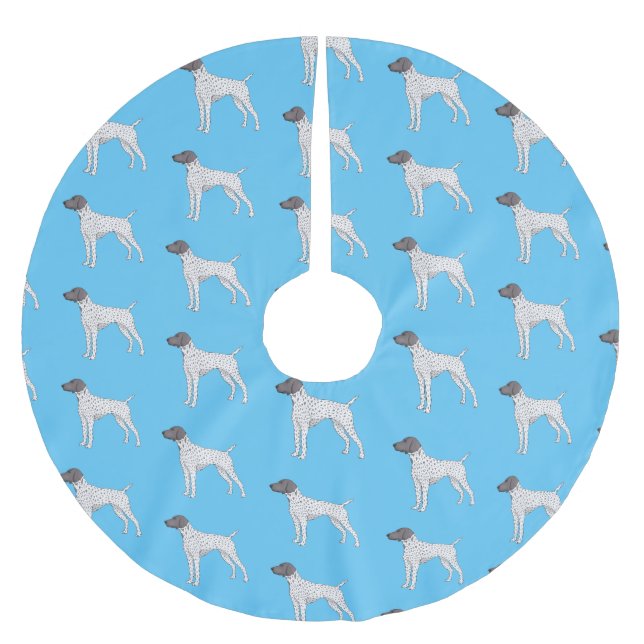 German Shorthaired Pointer dog cartoon  Brushed Polyester Tree Skirt (Front)