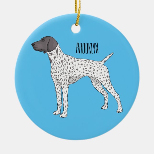 German Shorthaired Pointer dog cartoon Ceramic Ornament (Front)