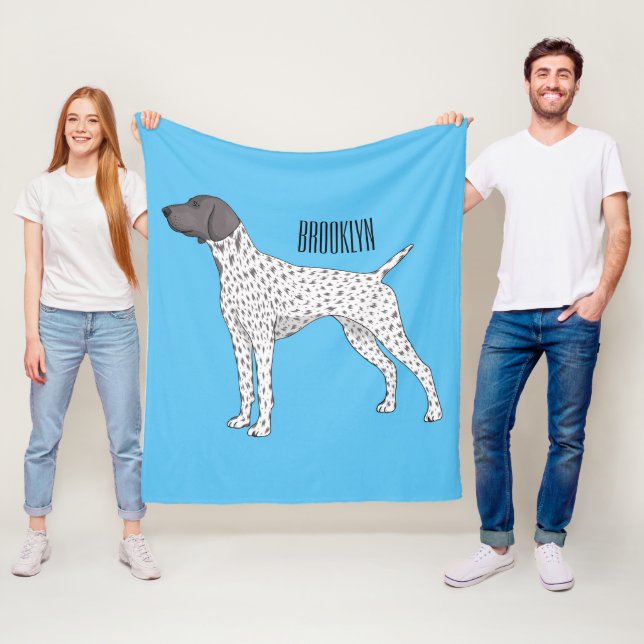 German Shorthaired Pointer dog cartoon Fleece Blanket (In Situ)