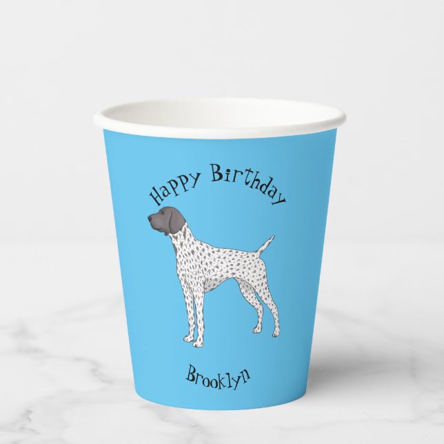 German Shorthaired Pointer dog cartoon  Paper Cups (Front)