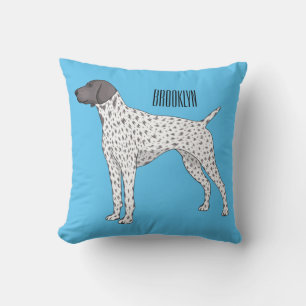 German Shorthaired Pointer dog cartoon Throw Pillow