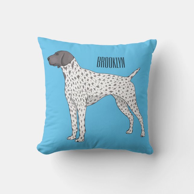 German Shorthaired Pointer dog cartoon  Throw Pillow (Front)