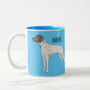 German Shorthaired Pointer dog cartoon Two-Tone Coffee Mug
