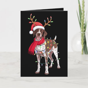 German Shorthaired Pointer Dog Christmas Antler Card