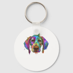 German Shorthaired Pointer Dog Face Colourful Pop Keychain