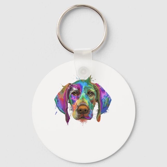 German Shorthaired Pointer Dog Face Colourful Pop  Keychain (Front)