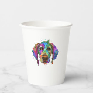 German Shorthaired Pointer Dog Face Colourful Pop  Paper Cups