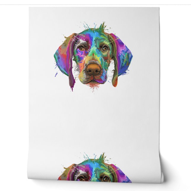 German Shorthaired Pointer Dog Face Colourful Pop  Wallpaper (Unrolling)