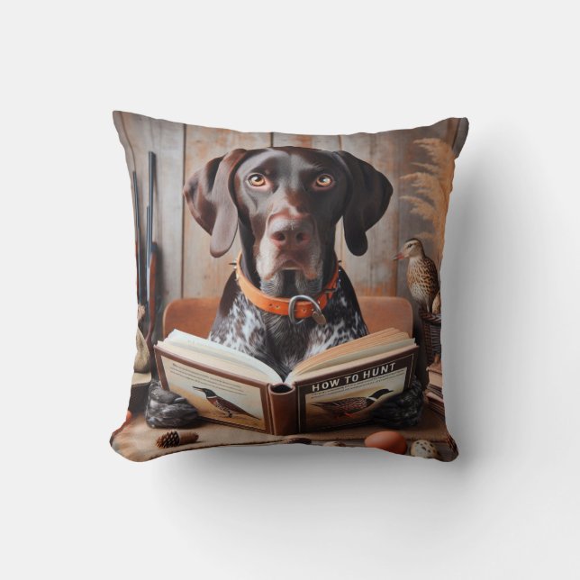German Shorthaired Pointer Dog Funny Hunting Throw Pillow (Front)