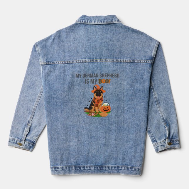 German Shorthaired Pointer Dog – Halloween Moon Si Denim Jacket (Back)