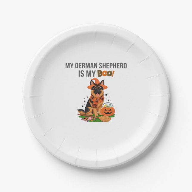 German Shorthaired Pointer Dog – Halloween Moon Si Paper Plate (Front)