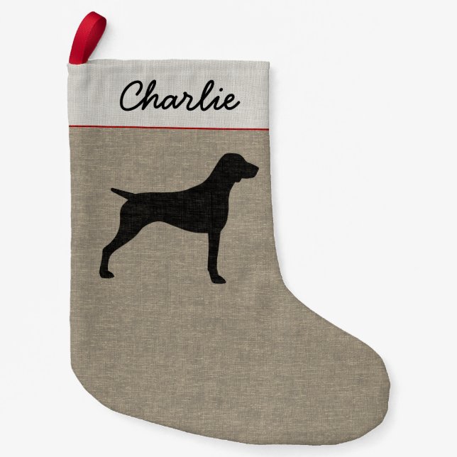 German Shorthaired Pointer Dog Silhouette Holiday Small Christmas Stocking (Front)