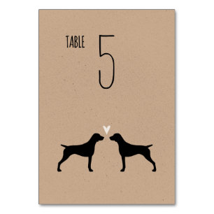 German Shorthaired Pointer Dog Silhouettes Wedding Table Number
