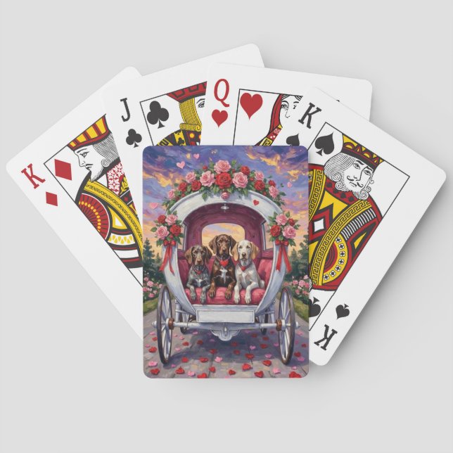 German Shorthaired Pointer  Dog Valentine's Day  Playing Cards (Back)