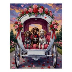 German Shorthaired Pointer Dog Valentine's Day  Poster